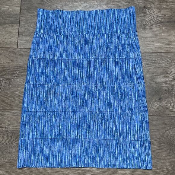 BCBGMaxAzria High Rise Blue Space Dyed Stretch‎ Bandage Pencil Skirt Size Small - Picture 2 of 7